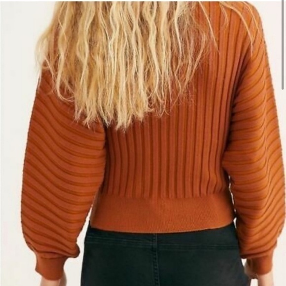Free People Rust Balloon Sleeve Top - Picture 2 of 6